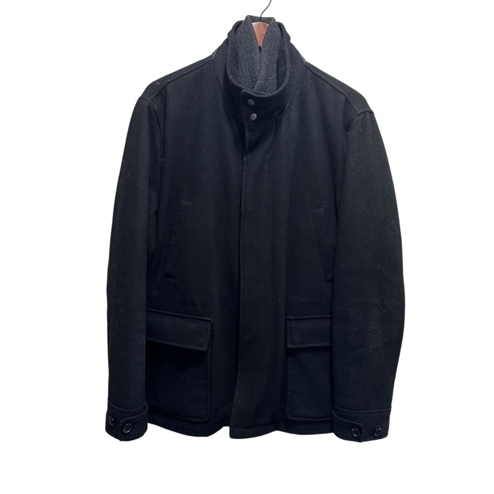 Michael Kors Black Wool Coat High Collar Size Medium